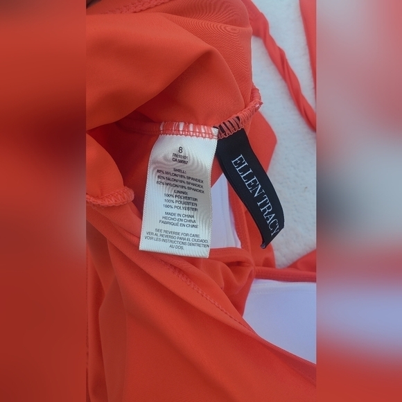 Ellen Tracy Ruffle Halter Rouched One Piece Swimsuit Size 8 - Picture 6 of 7